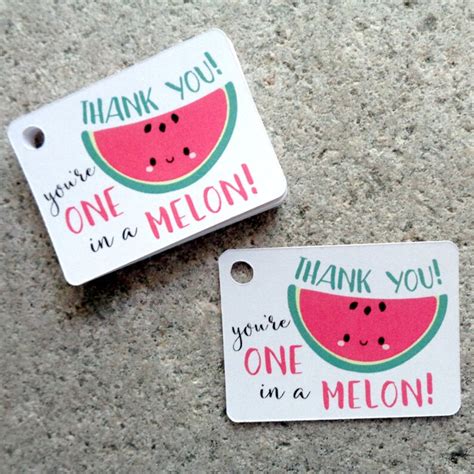 Watermelon Thank You Tags Youre One In A Melon Thank You Etsy