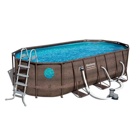 Bestway 18 Ft X 9 Ft X 48 In Steel Wall Panels Oval Above Ground Pool
