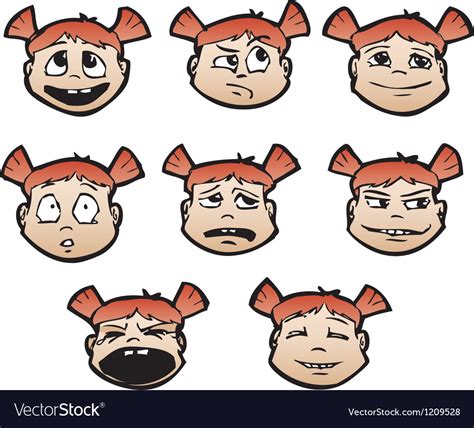 Cartoon Emotional Faces Female Royalty Free Vector Image