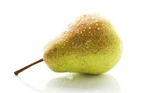 Fresh Pear On White Background Close Up Stock Photo