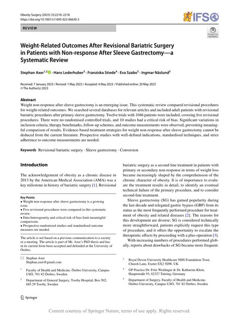 PDF Weight Related Outcomes After Revisional Bariatric Surgery In