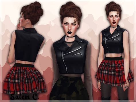 Cropped Leather Biker Vest As Accessory Found In Tsr Category Sims 4