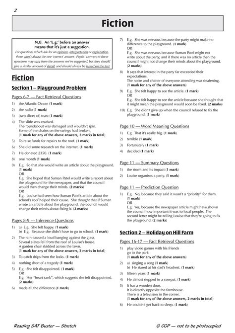 Ks2 English Reading Sat Buster Stretch Answer Book For The 2024 Tests