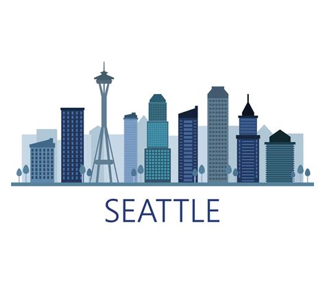 Seattle Skyline On A White Background 637068 Download Free Vectors