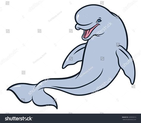 Happy Smiling Beluga Whale Cartoon Vector 스톡 벡터로열티 프리 329959313