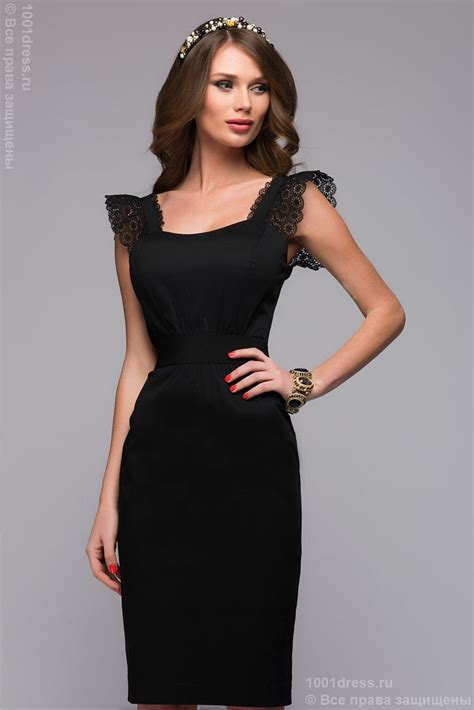 Купить черное платье футляр с вырезом и молнией на спинке в интернет