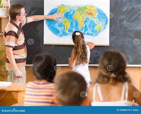 Young Teacher At Geography Lesson Royalty Free Stock Images Image