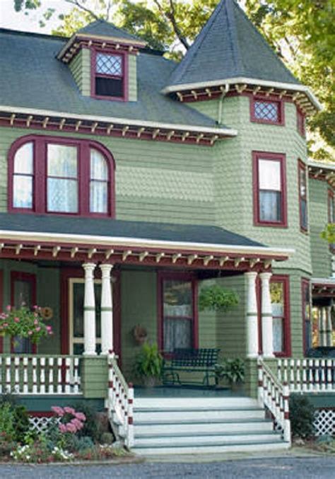 We are so excited to give our 1895 victorian home a fresh look. Pale & Medium Greens, Burgundy & White Trims with Dark ...