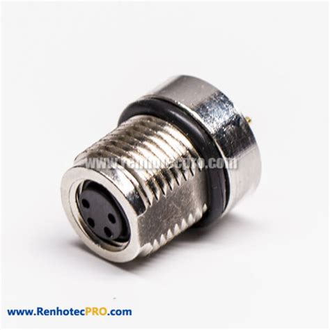 M8 4 Pin A Coding Straight Female Socket Panel Mount Connector