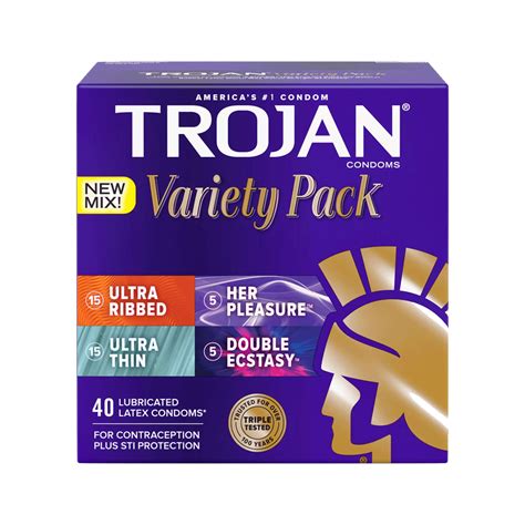 Trojan Pleasure Pack Premium Latex Condoms 40 Ct