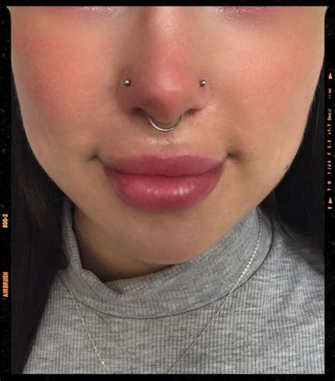 Double Nose Piercing Septum Piercing Two Nose Piercings Double Nose