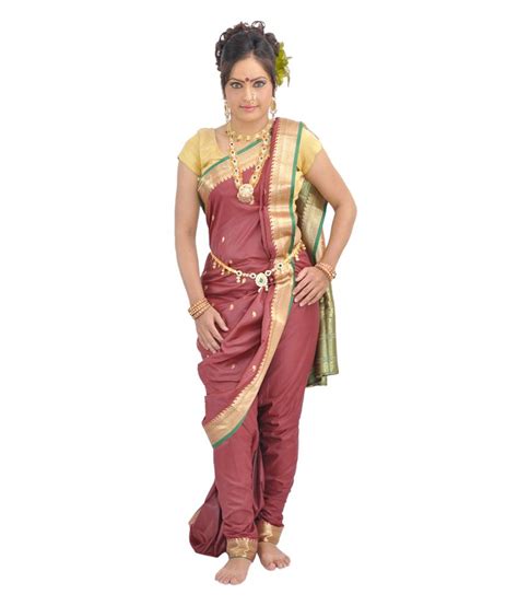 Traditional Lavani Style Maharashtrian Prestitched Ready To Wear Saree