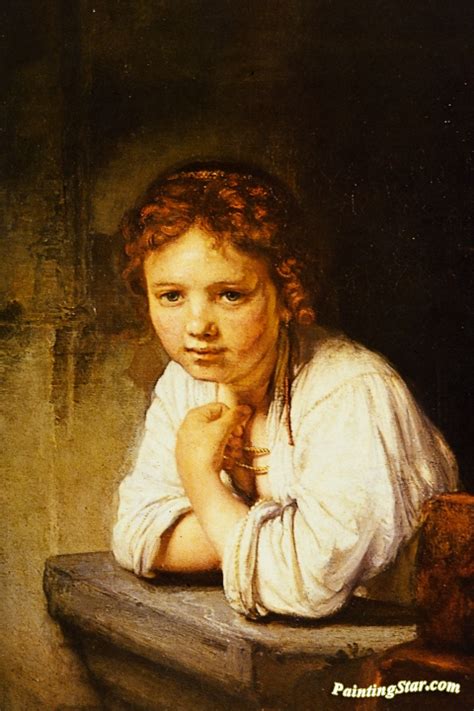 Young Girl At A Window Artwork By Rembrandt Van Rijn Hand Painted And
