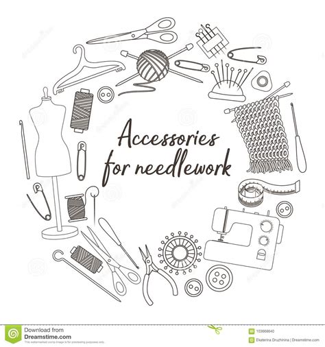 Accessories For Needlework Stock Vector Illustration Of Craft 103668640