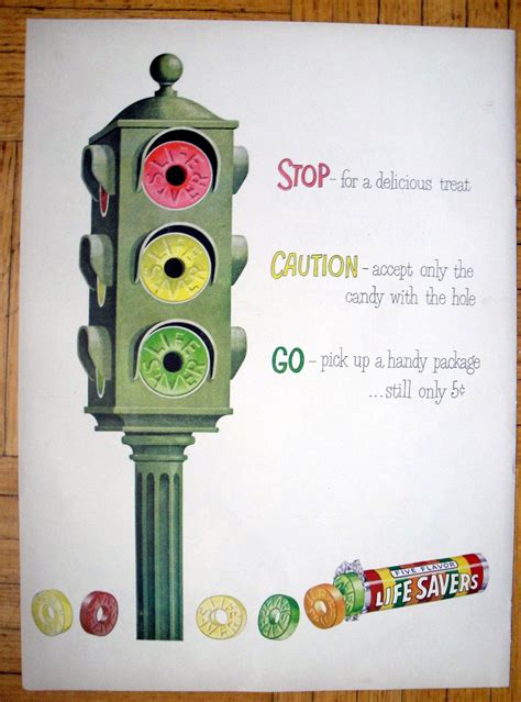 1949 Life Savers Traffic Signal Stop Caution Go Original 135 Etsy Life Savers Savers