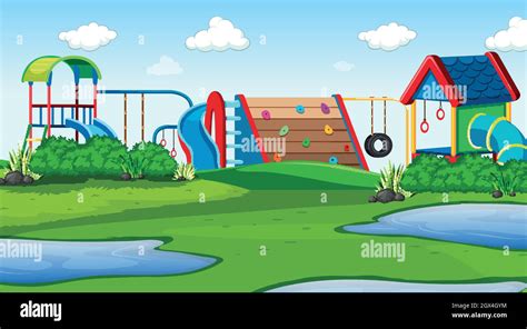 Outdoor Park Playground Scene Stock Vector Image And Art Alamy