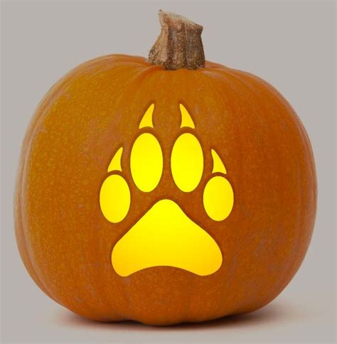 Printable Pumpkin Stencil For Carving Wolf Paw Silhouette Etsy In