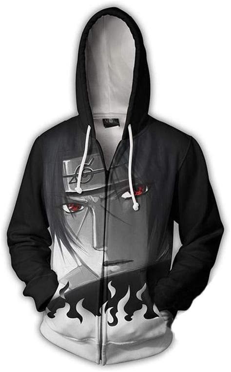 Mshqt Sudadera Con Capucha Anime Naruto Uchiha Itachi Zip Hood Sweater