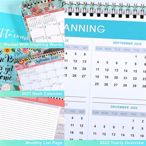 2022 Desk Calendar Standing Flip Calendar With Premium White Paper