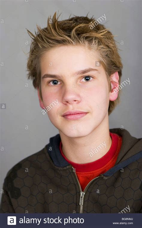 White Teenage Boy 14 Years Portrait Head And Shoulders Looking At The