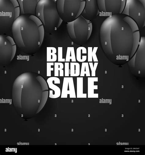 Vector Illustration Of Black Friday Sale Poster Balloons On Black Dark