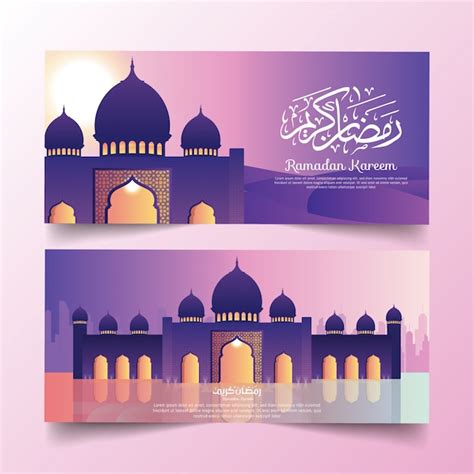 Premium Vector Ramadan Banners Design With Mosque Vector Illustration