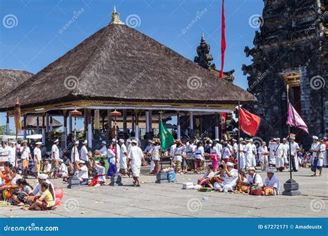 Village Of Besakih Baliindonesia Circa October 2015 People Praying In Pura Besakih Balinese