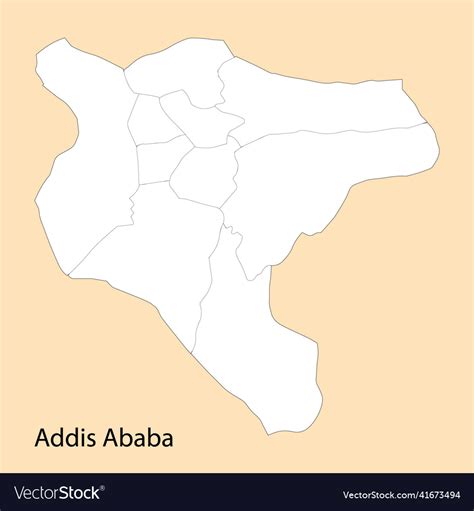 High Quality Map Of Addis Ababa Is A Region Vector Image