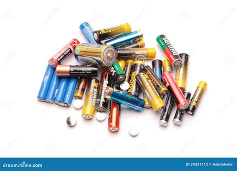 Group Of Old Batteries Isolated Editorial Photography Image Of