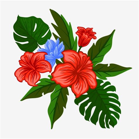 Fleur Exotique Fleur Vecteur Tropical Floral Aloha Artistique