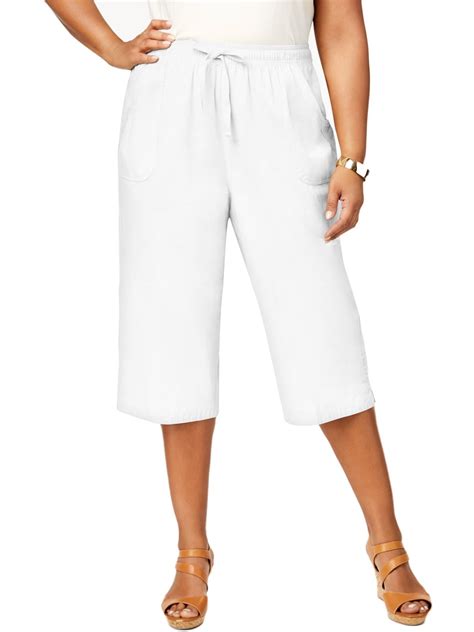 Karen Scott Womens Plus Cotton Comfort Waist Capri Pants White X