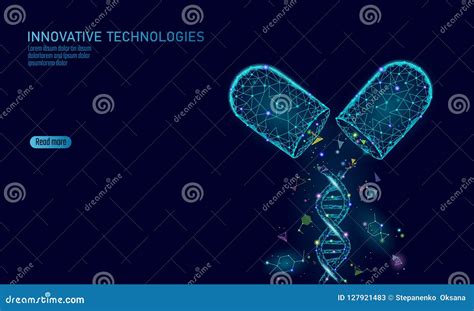 Opened Drug Capsule Medicine Business Concept Dna Gene Therapy Blue