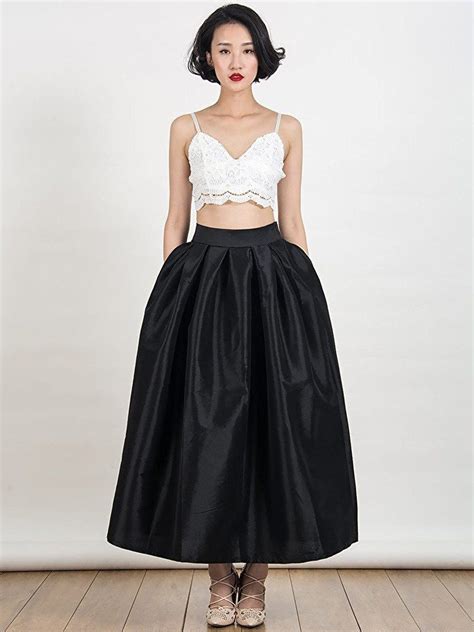 Persun Womens Elegant High Waist Plain Formal Party Full Maxi Skirt Grey Large At Amazon