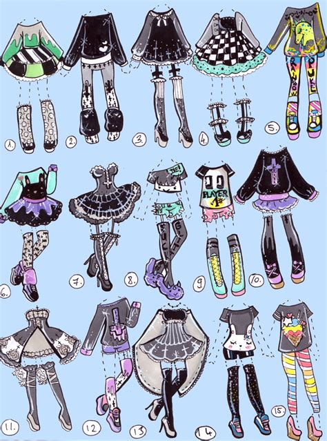 Geekgoth Open Outfits By Guppie Adopts On Deviantart Drawing Anime Clothes Drawing Clothes