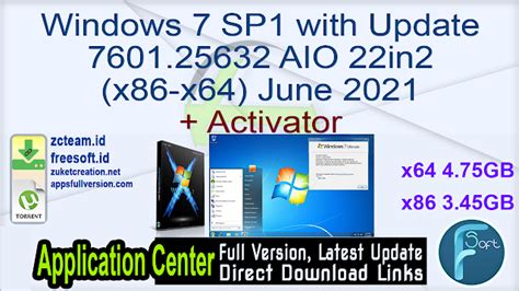 Windows 7 Sp1 With Update 760125632 Aio 22in2 X86 X64 June 2021