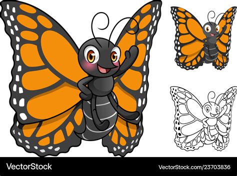 Monarch Butterfly Cartoon Character Design Vector Image