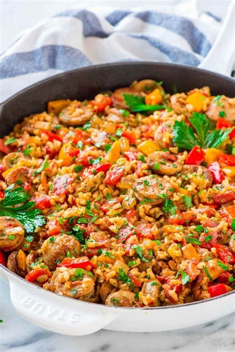 Italian Sausage And Rice Casserole With Peppers Everyhting Cooks In One Pan Even Sausage