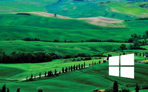 Windows 10 White Simple Logo Over The Green Hills Wallpaper Computer