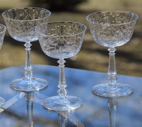 Vintage Etched Cocktail Martini Glasses Set Of 4 Rock Sharpe Cambria Circa 1940 S Cocktail