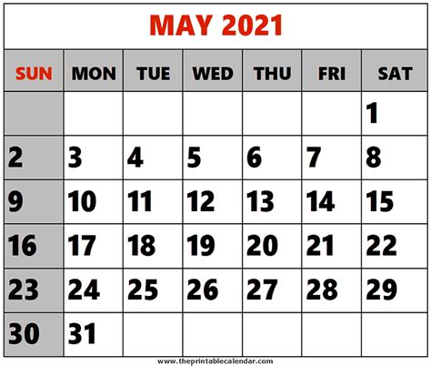 May 2021 Printable Calendars