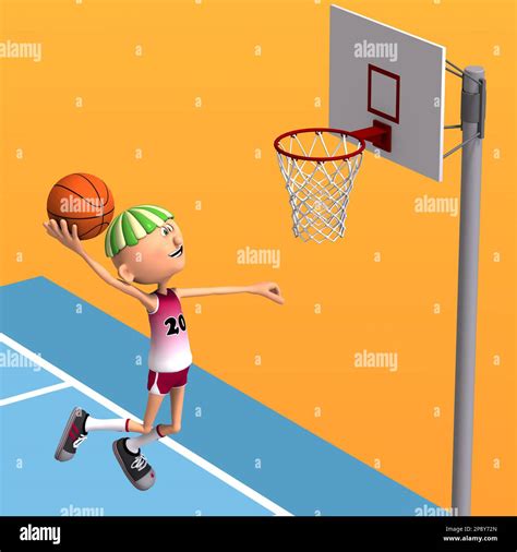 3d Illustration Of A Cute And Funny Cartoon Basketball Player Thows A