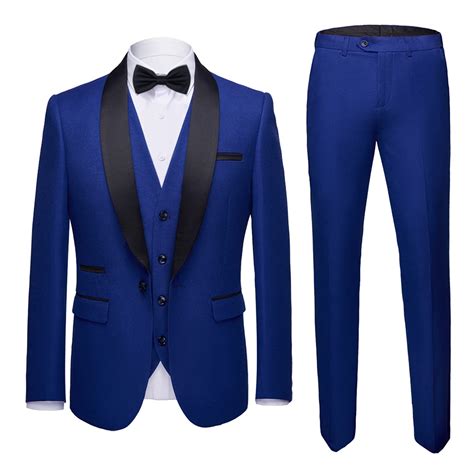 Mys Mens 3 Piece Suit Shawl Lapel One Button Tuxedo Slim Fit Premium