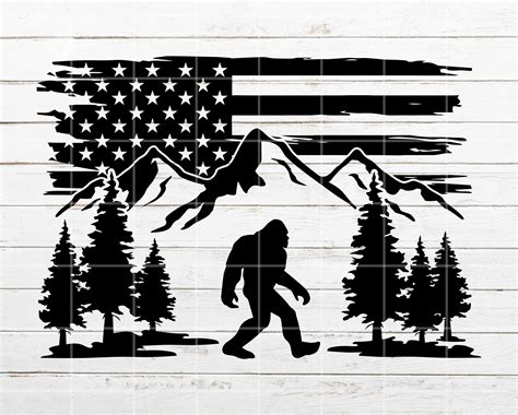 Bigfoot SVG Mountain SVG Distressed American Flag Svg Etsy Israel