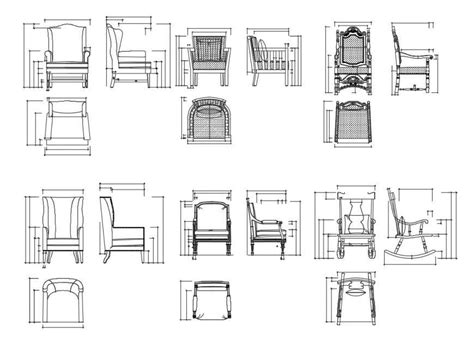 Elevation Detail Of Chair 2d View Cad Furniture Block Autocad File