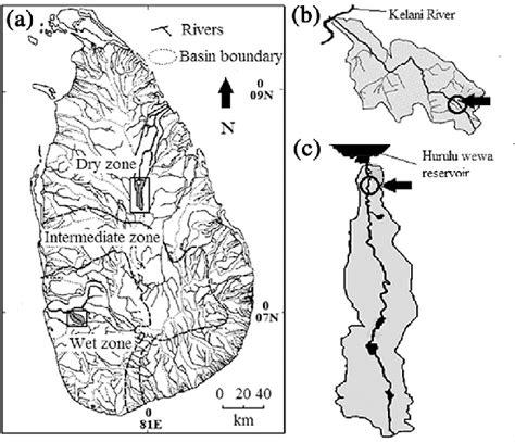 Map Of Sri Lanka Showing The River Network Catchments And The Three