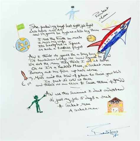 Elton Johns Rocket Man Set To Soar As Handwritten Lyrics Go Up For Auction