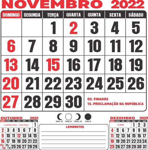 Novembro 2022 Calendário Imagem Legal