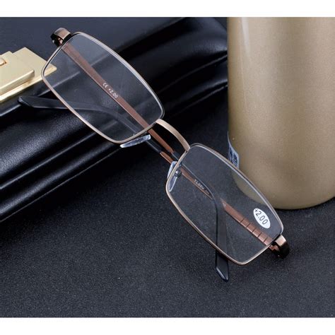 Mincl Vintage Metal Full Frame Reading Glasses Mens Rectangle Classic Hd Clear Lens Reading