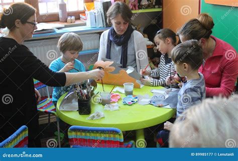 Children And Parents At Activities Editorial Photography Image Of