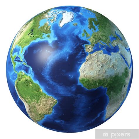 Poster Globe Terrestre Rendu Réaliste 3 D Vue Sur Locéan Atlantique